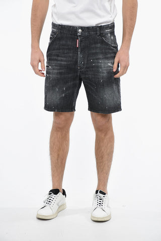 Shorts MARINE in Denim Distressed con Effetto Delavé
