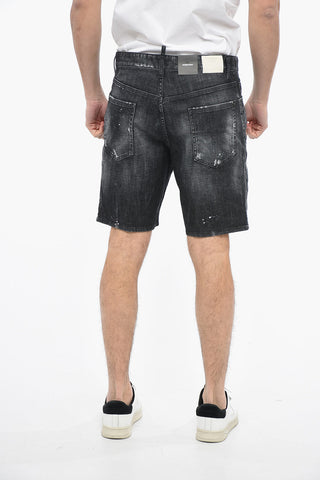 Shorts MARINE in Denim Distressed con Effetto Delavé
