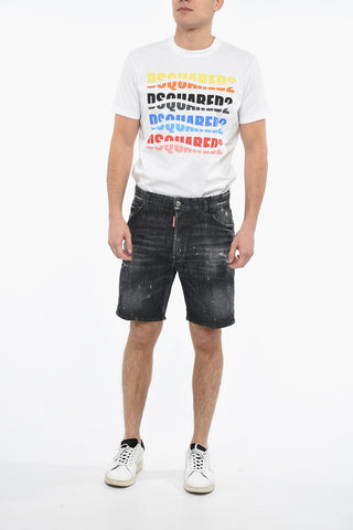 Shorts MARINE in Denim Distressed con Effetto Delavé