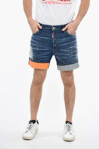 Shorts MARINE in Denim con Risvolti a Contrasto