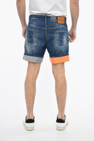 Shorts MARINE in Denim con Risvolti a Contrasto