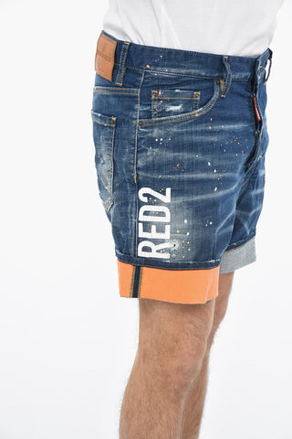 Shorts MARINE in Denim con Risvolti a Contrasto