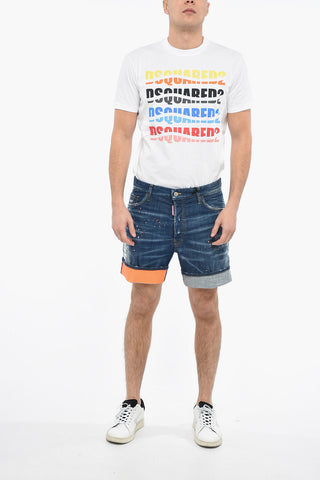 Shorts MARINE in Denim con Risvolti a Contrasto