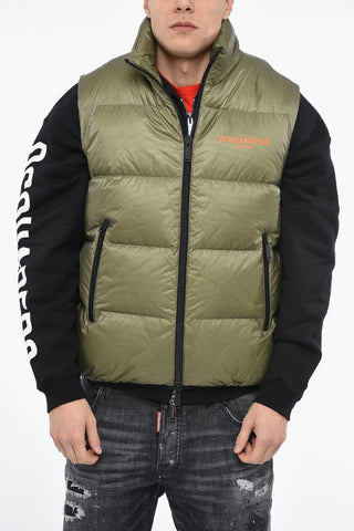 Quilted Vest with Logo Print