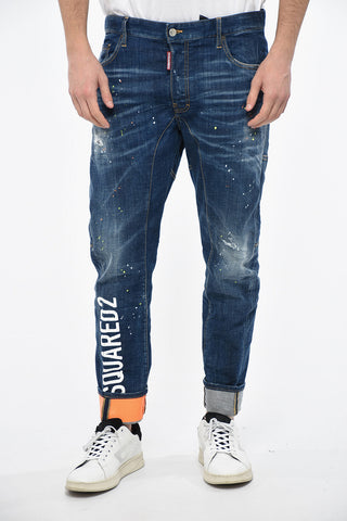 Distressed Jeans TIDY BIKER with Dark Wash 17cm