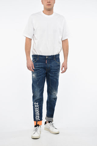 Distressed Jeans TIDY BIKER with Dark Wash 17cm