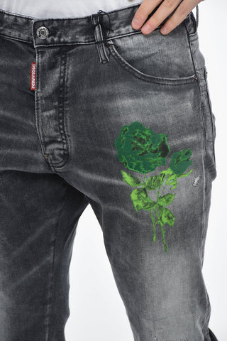 Jeans RELAX LONG CROTCH Distressed con Stampa Floreale 16cm