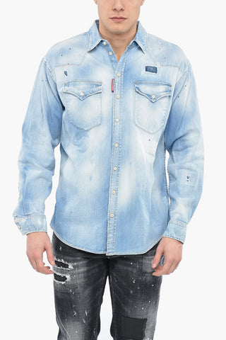 Camicia Sahariana in Denim Lavaggio Chiaro