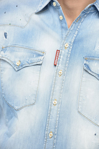 Camicia Sahariana in Denim Lavaggio Chiaro