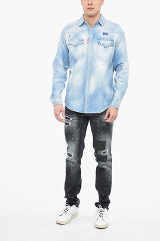 Camicia Sahariana in Denim Lavaggio Chiaro