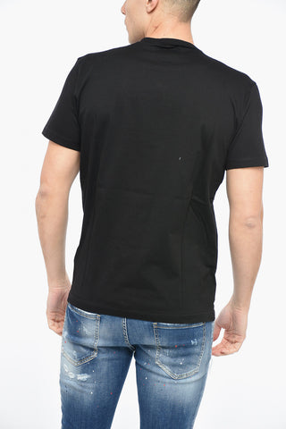 Crew Neck Cotton T-Shirt with Rubberised Logo
