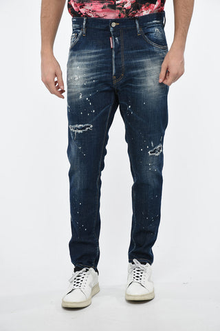 Jeans RELAX LONG CROTCH Distressed con Stampa Logo 16cm