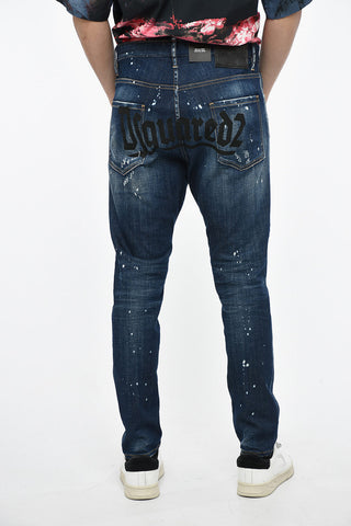 Jeans RELAX LONG CROTCH Distressed con Stampa Logo 16cm