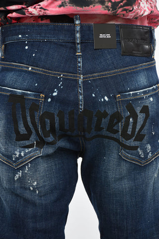 Jeans RELAX LONG CROTCH Distressed con Stampa Logo 16cm