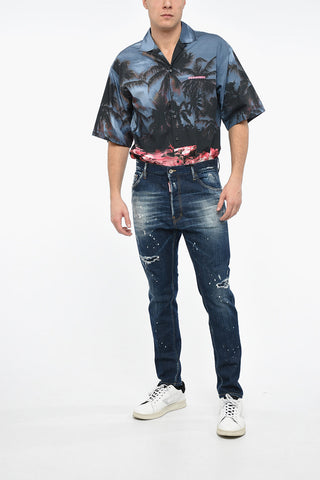 Jeans RELAX LONG CROTCH Distressed con Stampa Logo 16cm