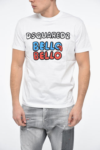 Crew Neck BELLO BELLO Paint Printed T-Shirt