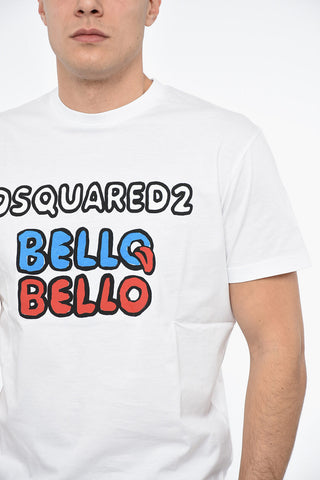 Crew Neck BELLO BELLO Paint Printed T-Shirt