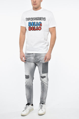 T-Shirt Girocollo BELLO BELLO con Stampa Paint