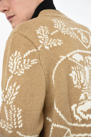 Cardigan in Lana Jacquard con Tasche a Toppa