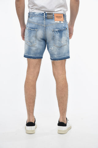 Distressed Denim COMMANDO Shorts with Light Wash