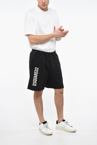 Shorts in Jersey con Logo Stampato