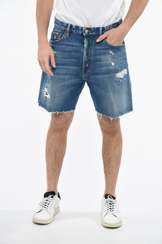 ONE LIFE ONE PLANET Distrassed Denim Boxer Fit Shorts