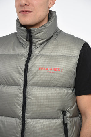 Quilted Vest with Logo Print