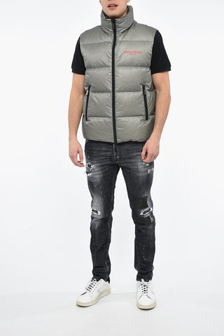 Quilted Vest with Logo Print