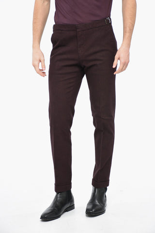 Houndstooth Cotton Blend Chinos Pants