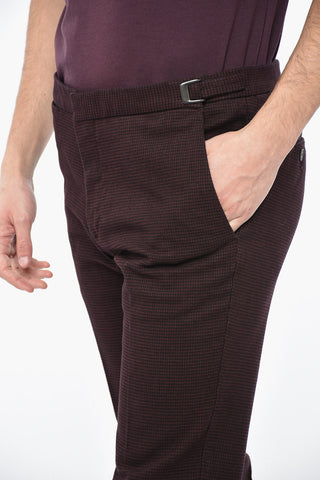 Houndstooth Cotton Blend Chinos Pants