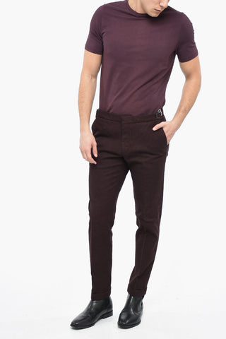 Houndstooth Cotton Blend Chinos Pants