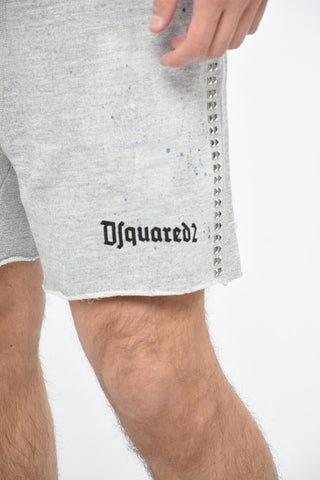 Fleeced Shorts with Metal Details