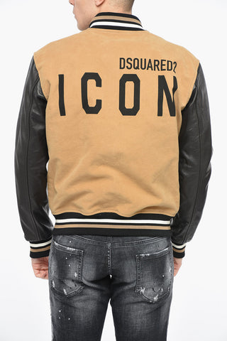 ICON Varsity Bomber con Maniche in Pelle