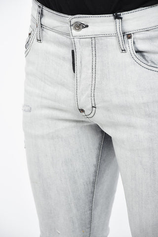 Distressed SKATER Denims with Logo Print at The Hem 16cm