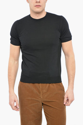 CC COLLECTION Crew Neck Short-sleeved Cotton Sweater