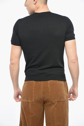 CC COLLECTION Crew Neck Short-sleeved Cotton Sweater