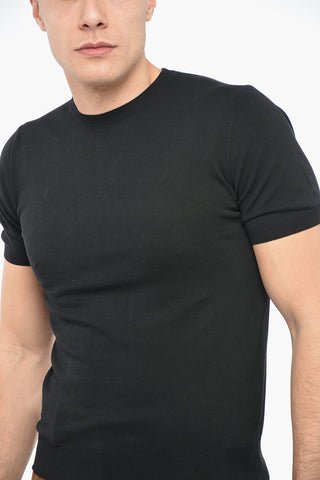 CC COLLECTION Crew Neck Short-sleeved Cotton Sweater