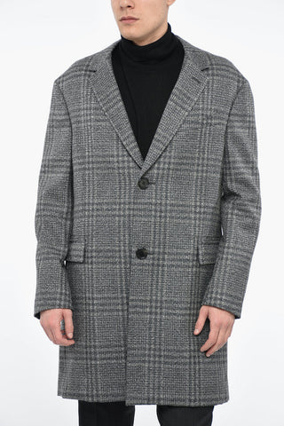 District Check Virgin Wool Coat with Back Split