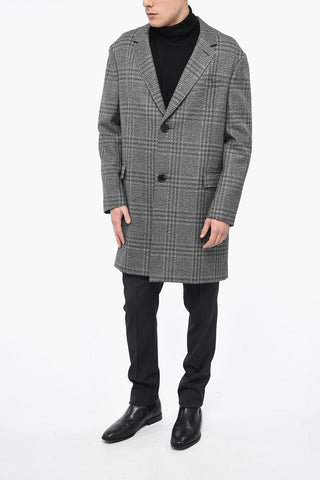 District Check Virgin Wool Coat with Back Split