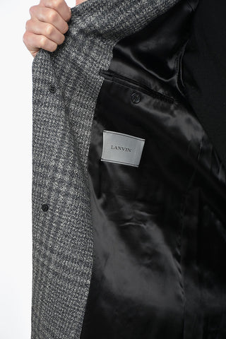 District Check Virgin Wool Coat with Back Split