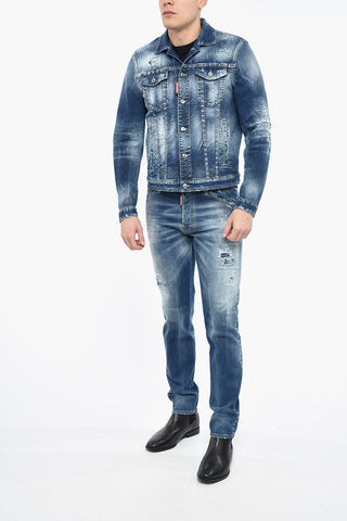 Giacca DAN in Denim Distressed con Applicazione Borchie