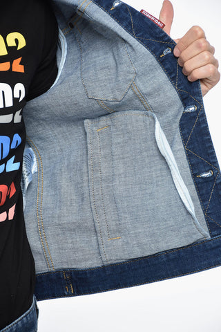 Giacca DAN in Denim Distressed con Applicazione Borchie