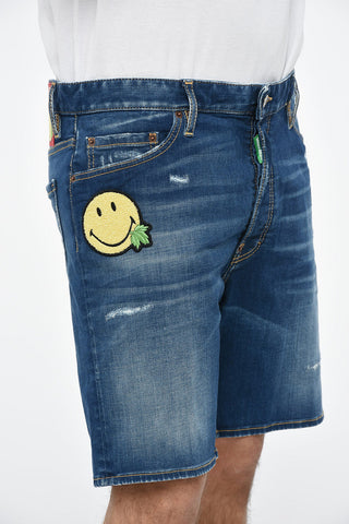 ONE LIFE ONE PLANET Denim SMILE Shorts with Terry Patch