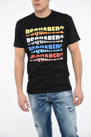 Crewneck COLOR WAVE T-Shirt with Multicolored Lettering
