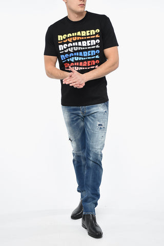 Crewneck COLOR WAVE T-Shirt with Multicolored Lettering