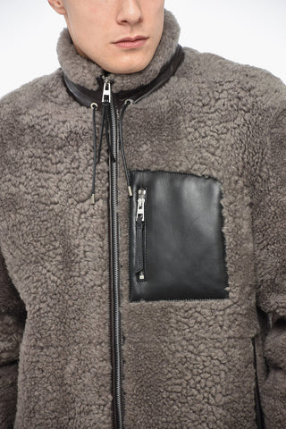 Giubbotto Shearling in Tinta Unita con Taschino 