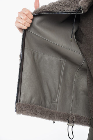 Giubbotto Shearling in Tinta Unita con Taschino 