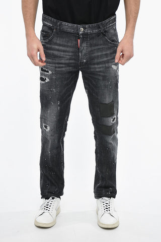 Distressed SKATER Denims with Leather Patches 16cm