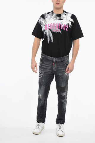 Distressed SKATER Denims with Leather Patches 16cm
