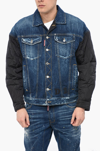 Denim Jacket with Quilted Sleeves